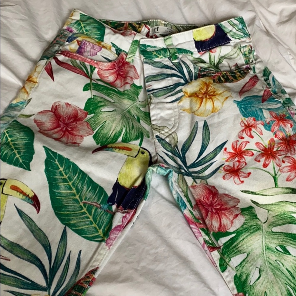 Zara pants with a tropical pattern